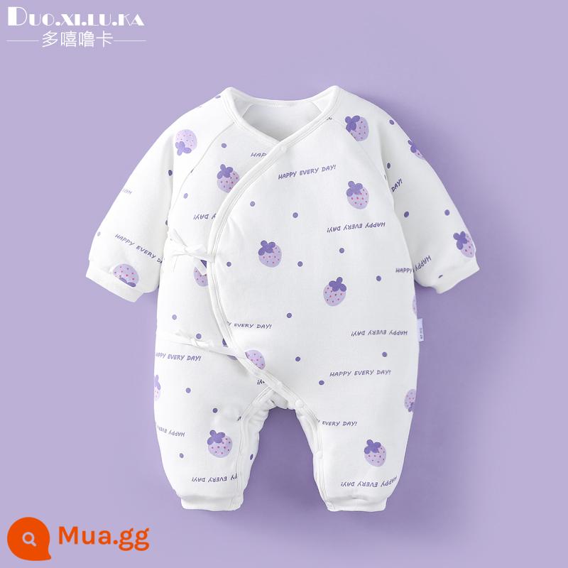 Jumpsuit sơ sinh mùa đông trăng tròn quần áo trẻ em nam nữ cho bé chần bông không xương nhà sư quần áo áo liền quần ấm áp sớm - dâu tím