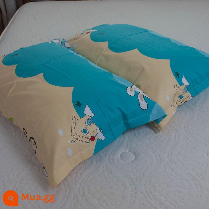 Một cặp vỏ gối cotton nguyên chất 100% cotton dày người lớn kích thước lớn 50X80 trẻ em vỏ gối nhỏ 48X74 - Cặp vỏ gối hình thỏ dễ thương