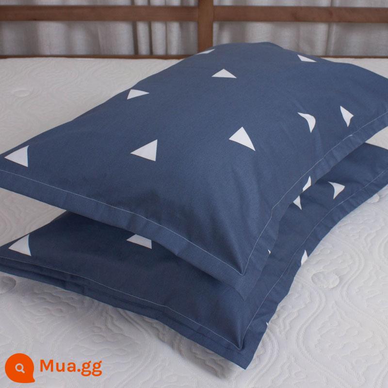 Một cặp vỏ gối cotton nguyên chất 100% cotton dày người lớn kích thước lớn 50X80 trẻ em vỏ gối nhỏ 48X74 - Cặp vỏ gối họa tiết tam giác