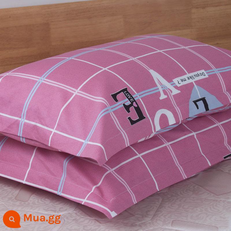 Một cặp vỏ gối cotton nguyên chất 100% cotton dày người lớn kích thước lớn 50X80 trẻ em vỏ gối nhỏ 48X74 - Cặp vỏ gối màu đỏ dành cho tình nhân