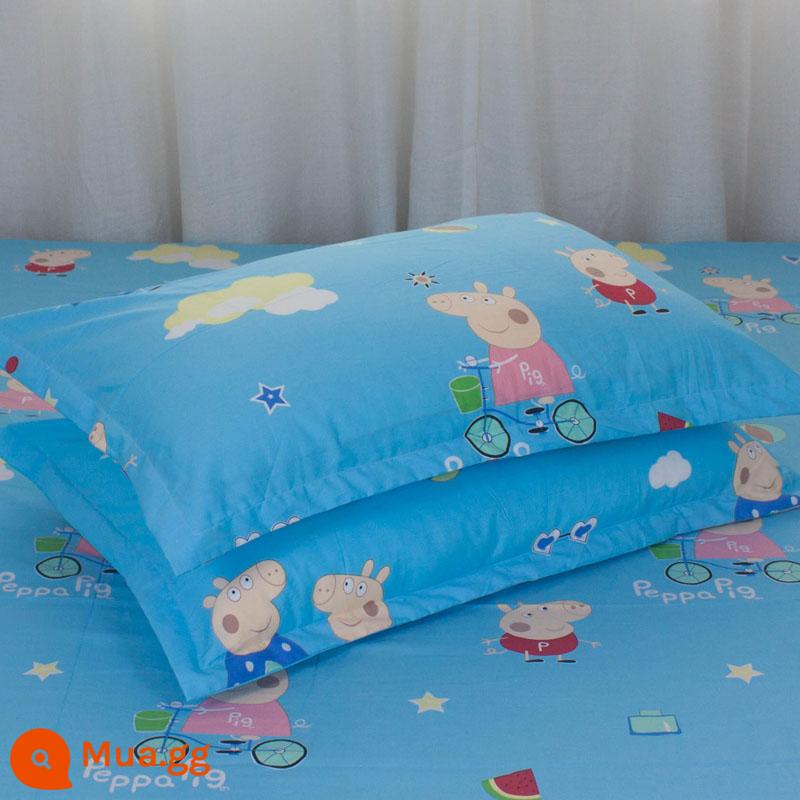 Một cặp vỏ gối cotton nguyên chất 100% cotton dày người lớn kích thước lớn 50X80 trẻ em vỏ gối nhỏ 48X74 - Cặp vỏ gối hình heo rực rỡ