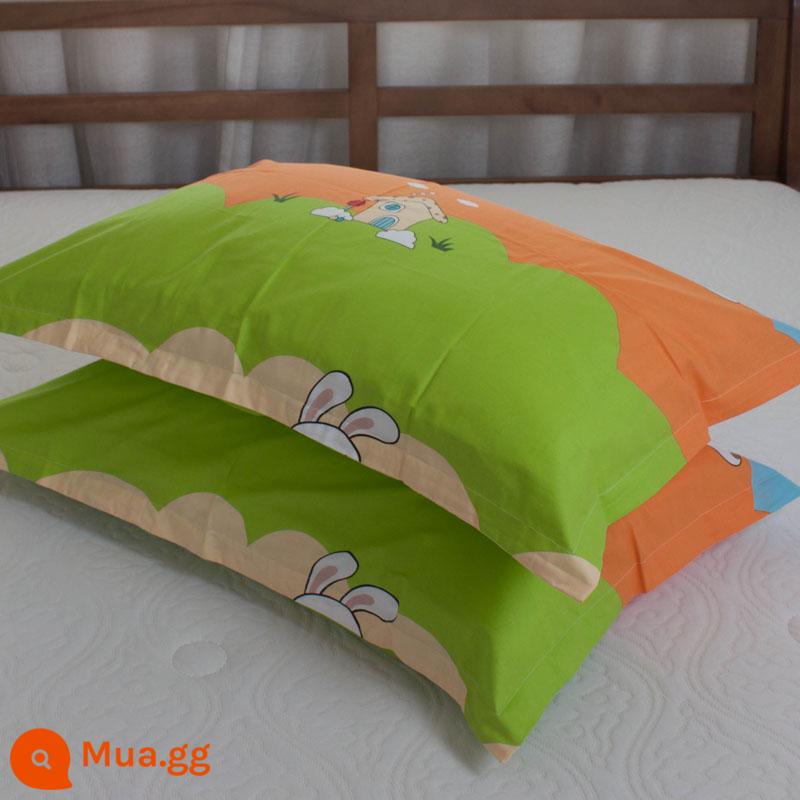 Một cặp vỏ gối cotton nguyên chất 100% cotton dày người lớn kích thước lớn 50X80 trẻ em vỏ gối nhỏ 48X74 - Cặp vỏ gối hình ngôi nhà cổ tích