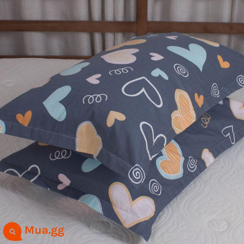 Một cặp vỏ gối cotton nguyên chất 100% cotton dày người lớn kích thước lớn 50X80 trẻ em vỏ gối nhỏ 48X74 - Cặp vỏ gối hoa màu hạt dẻ