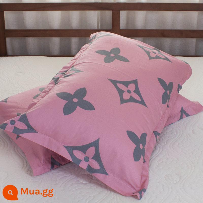 Một cặp vỏ gối cotton nguyên chất 100% cotton dày người lớn kích thước lớn 50X80 trẻ em vỏ gối nhỏ 48X74 - Cặp vỏ gối màu đỏ dưa hấu và cánh hoa hồng