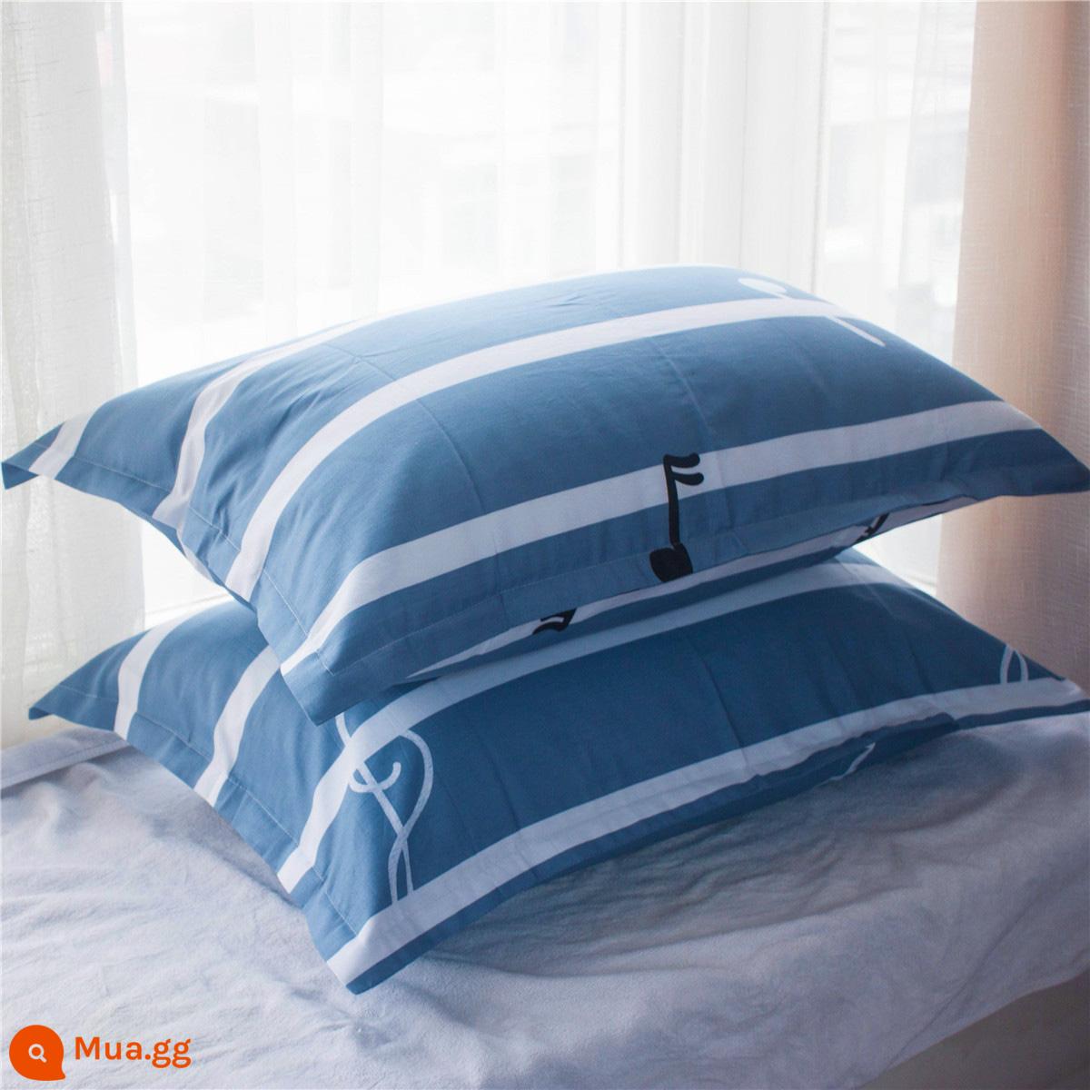 Một cặp vỏ gối cotton nguyên chất 100% cotton dày người lớn kích thước lớn 50X80 trẻ em vỏ gối nhỏ 48X74 - Cặp vỏ gối hình nốt nhạc beat