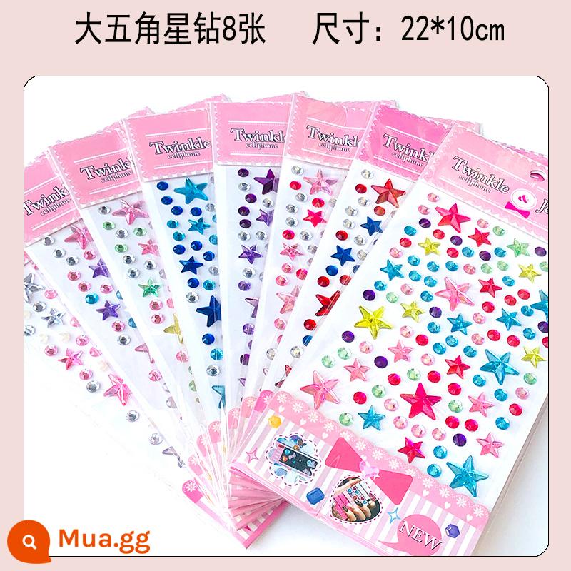 Nhãn dán đá quý trẻ em Sticker Diamond Sticker Princess Girl 3D STEREO STOREO TƯƠNG THÍCH THỰC HIỆN Đồ chơi đồ chơi - 8 viên kim cương ngôi sao năm cánh lớn