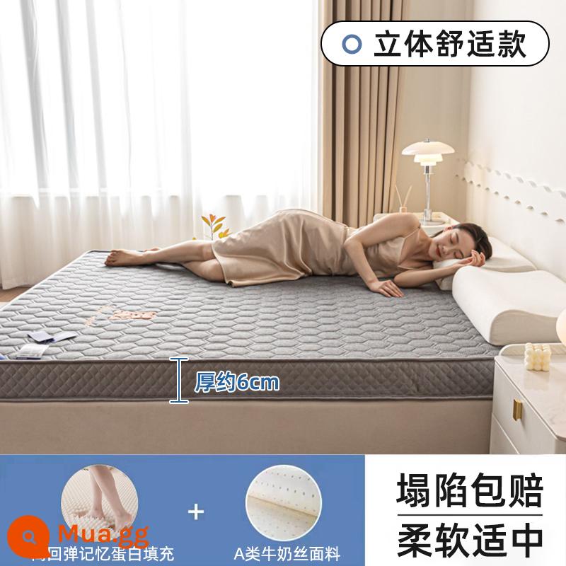 Nệm cao su đệm nhà dày ký túc xá sinh viên đơn chiếu tatami thảm xốp cho thuê chăn đặc biệt - Mẫu kháng khuẩn nâng cấp (dày khoảng 6 cm) Xám đậm [mẫu thoải mái ba chiều - loại 5 lớp siêu dày hàng đầu của ngành + loại siêu dày 5 lớp hàng đầu của ngành]