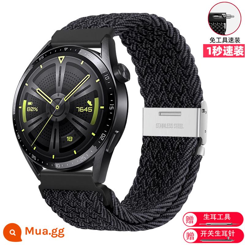 Dây đồng hồ nam nữ có khóa nylon phụ kiện thích hợp cho Huawei Tissot Longines CASIO Mido King DW Honor - than chì đen