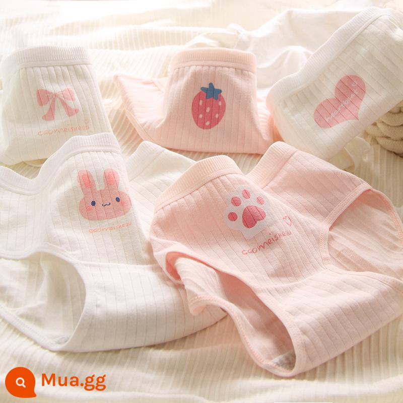 Quần lót cotton cho bé gái từ trung tuổi trở lên quần an toàn quần sịp cotton cho bé gái 100% cotton kháng khuẩn 12-15 tuổi - Bộ 5 món thỏ tình yêu trắng mới