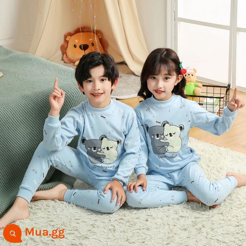 Bộ đồ lót trẻ em bằng cotton nguyên chất, áo len cotton mùa thu đông cho trẻ em cỡ lớn, áo len mỏng dài tay cho bé trai và bé gái, quần áo mùa thu cho bé, quần vệ sinh - TZ00062 [cổ áo giữa]