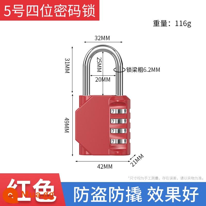 Kết hợp kim loại khóa ổ khóa nhỏ khóa chống trộm hành lý nhà tủ khóa mini khóa chìa khóa bộ khóa Daquan - [Đỏ] Khóa kết hợp bốn chữ số số 5