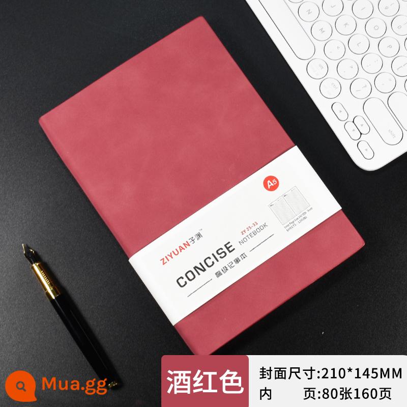 Máy tính xách tay bằng da Sheeppa Máy tính xách tay A5 có thể được tùy chỉnh dày notepad kinh doanh da màu đen máy tính xách tay làm việc văn phòng nhật ký đơn giản logo xách tay kèn ins máy tính xách tay nhỏ retro ghi lại - A5 Burgundy 160 trang