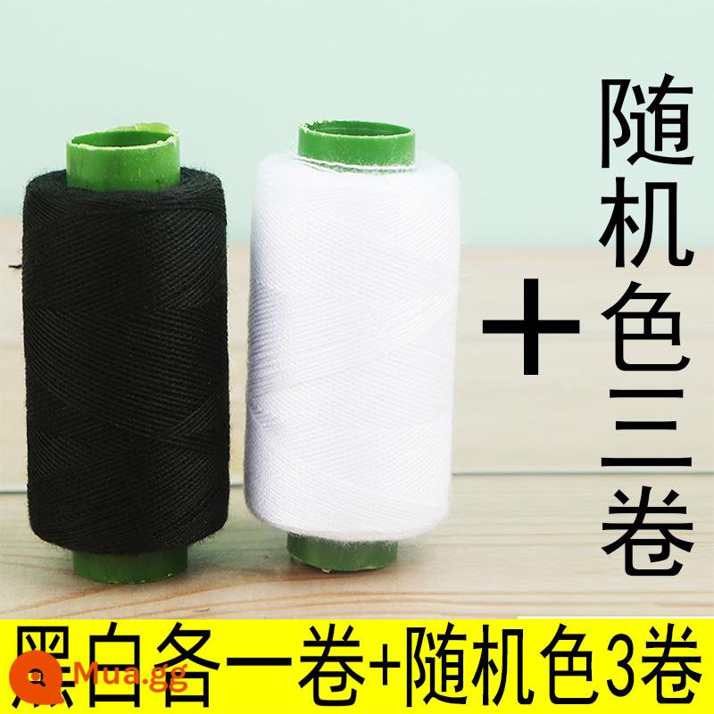 Hộ gia đình polyester fiber thread đường may thủ công đường chỉ may đường chỉ đen đường chỉ trắng bộ kim chỉ cuộn nhỏ đường chỉ may 402 đường chỉ may tay màu đỏ - Đen + trắng + màu ngẫu nhiên 3 tập [tổng cộng 5 tập]