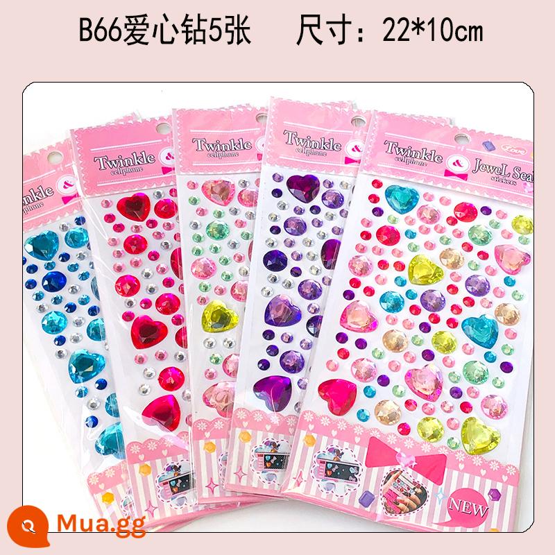 Nhãn dán đá quý trẻ em Sticker Diamond Sticker Princess Girl 3D STEREO STOREO TƯƠNG THÍCH THỰC HIỆN Đồ chơi đồ chơi - B66 viên kim cương tình yêu 5 miếng