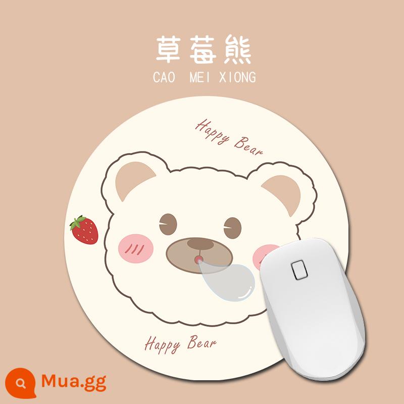 Miếng Lót Chuột Hoạt Hình Cô Gái Dễ Thương Kèn Văn Phòng Dày Anime Cổ Tay Đơn Giản Ins Nhà Bàn Tròn Thảm Chống Trơn Trượt - ♥Gấu dâu♥