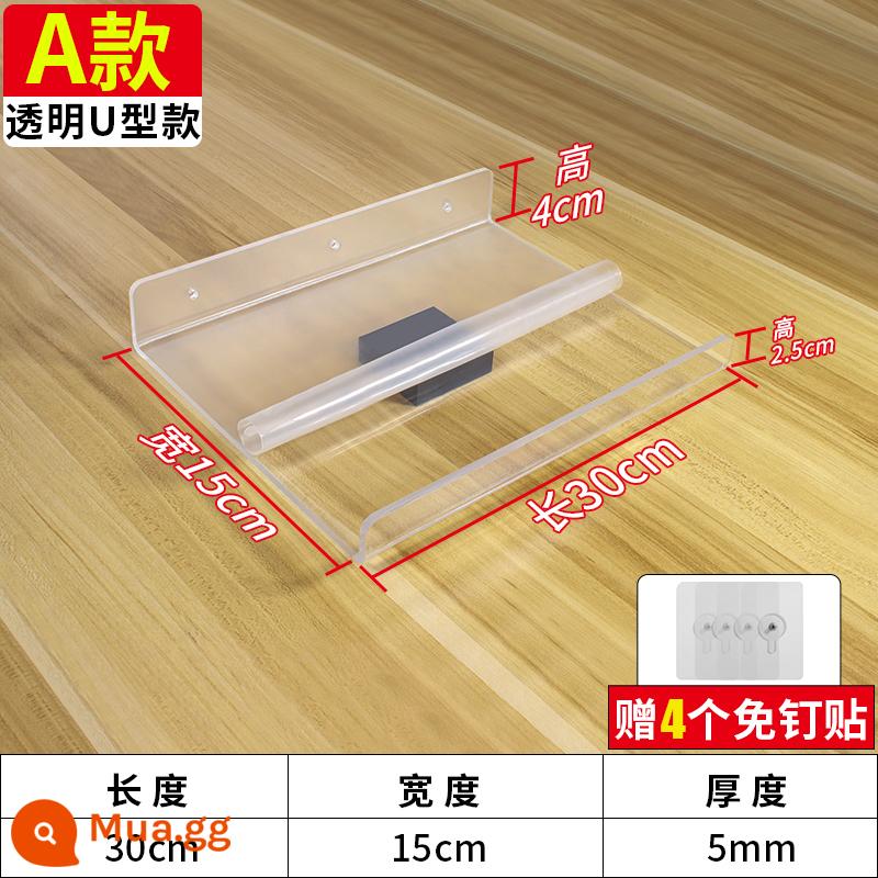 Giá đựng đồ treo tường acrylic không đục lỗ có vách ngăn trong suốt cho nhà bếp, phòng tắm, phòng vệ sinh, giá đựng đồ treo tường - Loại A 15*30CM đi kèm 4 miếng dán không cần đóng đinh