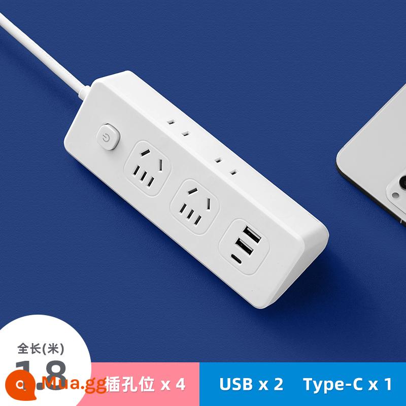 Bảng điều khiển ổ cắm đa chức năng Laibibao khe cắm nhiều lỗ ký túc xá Ổ cắm USB hàng bảng cắm tại nhà với dây nối dài - A3 với 2USB+1Type-C 1,8 mét