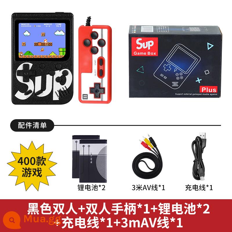 Máy chơi game cầm tay sup mới cầm tay hoài cổ retro cổ điển dành cho trẻ em Máy chơi game Tetris mini cầm tay psp đôi cùng phong cách Mario 2023 kết nối với TV hệ thống màn hình lớn - Niềm vui nhân đôi - màu đen dành cho hai người [400 trò chơi + cáp AV 3 m + 2 pin + tay cầm]