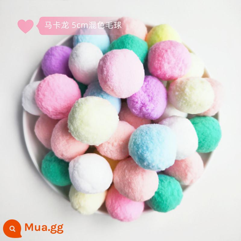 Len bóng len bóng tự làm pom-pom khu vực nghệ thuật khu vực chất liệu mẫu giáo handmade đầy màu sắc nhỏ bông bóng độ đàn hồi cao - [Túi] Macaron 5CM 15 chiếc