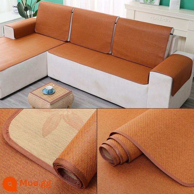 Mùa Hè Có Thể Gập Lại 2 Mặt Thảm Mây Ice Lụa Thảm Sofa Đệm 2 Mặt Thảm Tre Vải Nghệ Thuật Sofa Da thảm - Rìa hẹp màu nâu