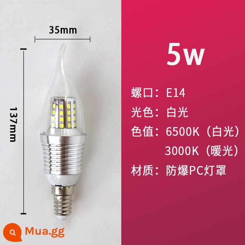 Đèn LED Tiết Kiệm Năng Lượng Đèn E14 Vít Nhỏ Miệng E27 Đuôi Đèn Chùm Pha Lê Bóng Đèn Hộ Gia Đình Siêu Sáng Đèn Chiếu Sáng - E14 miệng vít nhỏ bong bóng đuôi bạc 5W