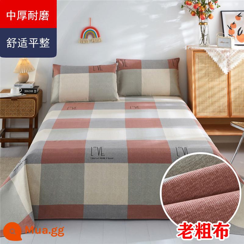 Ga Giường Cotton Đơn Mảnh Mùa Hè Dày Cũ Vải Thô Bộ 3 100 Cotton Linen Chần Gòn Đơn Ký Túc Xá Sinh Viên Thảm - Chất liệu cotton nguyên chất dày--TÌNH YÊU