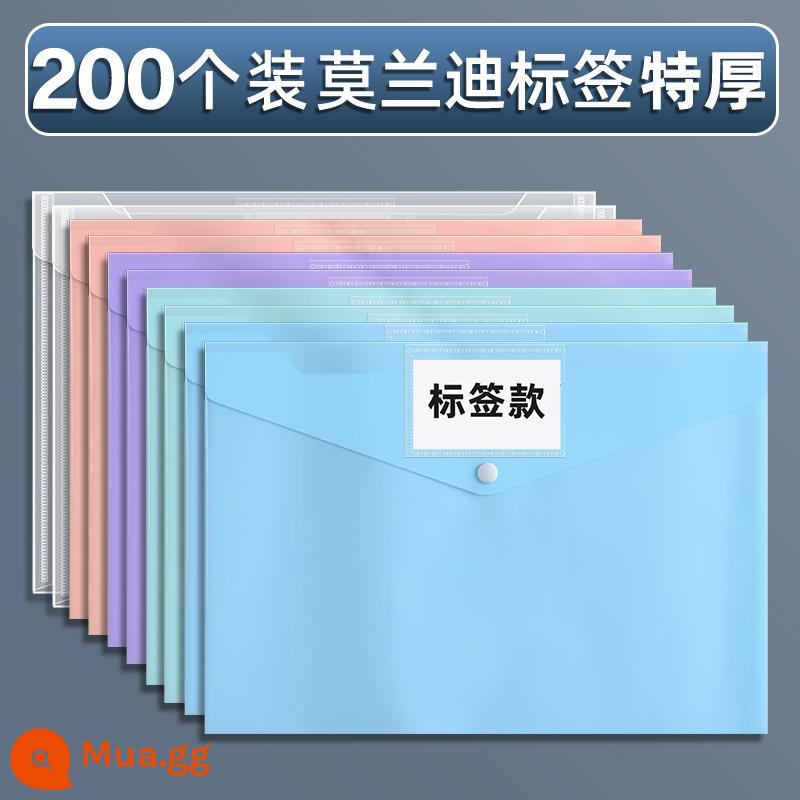 a4 túi đựng tài liệu nhựa trong suốt dày công suất lớn không thấm nước loại chụp nhanh giấy kiểm tra túi lưu trữ học sinh tiểu học túi tập tin phong bì thư mục túi văn phòng phẩm vật tư văn phòng kinh doanh cặp - 200 miếng [kiểu nhãn] nhãn Morandi cực dày