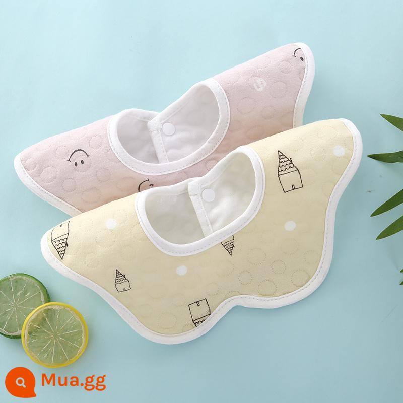 Bé sơ sinh cotton nguyên chất sơ sinh yếm có yếm không thấm nước khạc miếng khăn yếm ăn yếm nam nữ khăn nước bọt cho bé - Bột Đậu + Vàng [2 Gói] Kiểu Chống Thấm Nước