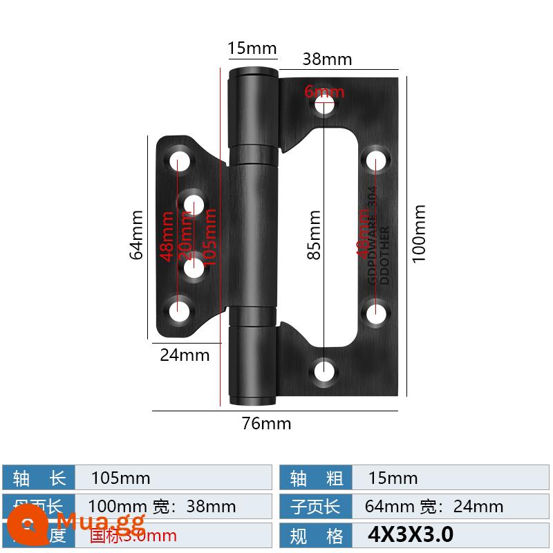 Bản lề mẹ chồng bằng thép không gỉ Cửa chịu lực cửa gỗ Bản lề 4 inch 5 inch Cửa đệm gấp lá lỏng mở và đóng - Mẹ chồng chuẩn quốc gia 4 inch inox màu xám sang trọng [3mm]