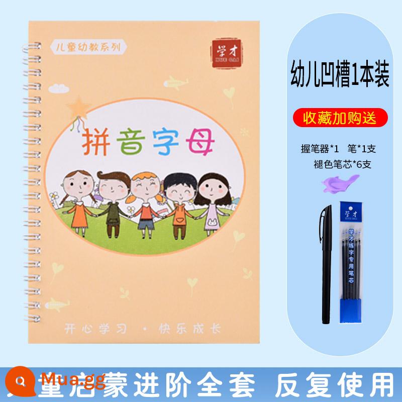 Rãnh của trẻ em thực hành copybook dán thực hành từ cuốn sách kỹ thuật số truy tìm sách đỏ mẫu giáo copybook thực hành mầm non giác ngộ người mới bắt đầu - chữ bính âm