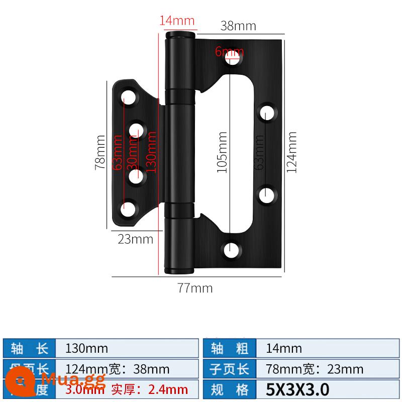 Bản lề mẹ chồng bằng thép không gỉ Cửa chịu lực cửa gỗ Bản lề 4 inch 5 inch Cửa đệm gấp lá lỏng mở và đóng - Mẹ nội tuyến 5 inch inox màu đen sang trọng [3.0]