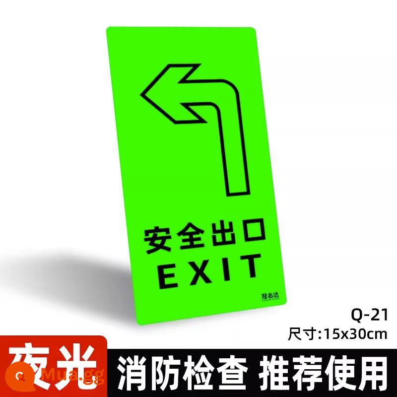 Biển báo thoát hiểm, biển báo cháy, miếng dán sàn lối thoát hiểm, miếng dán tường phát sáng cảnh báo, bước cẩn thận, biển bình chữa cháy, biển sơ tán, miếng dán cảnh báo cấm hút thuốc, bu lông - Lối thoát an toàn bên trái Q-21