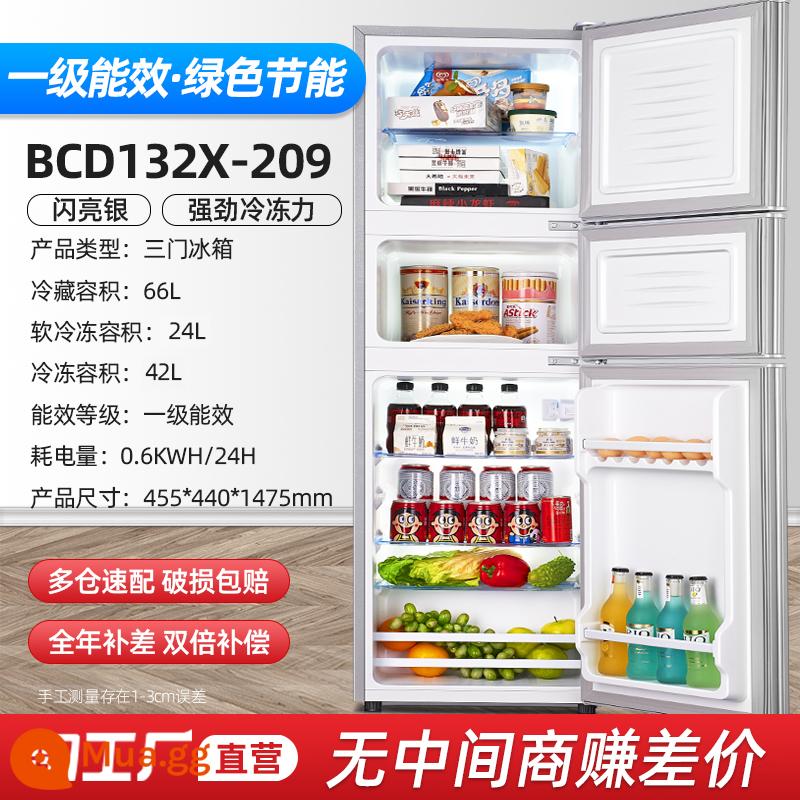 [Hiệu quả năng lượng cấp 1] Tủ lạnh nhỏ hộ gia đình Cho thuê ký túc xá Tủ đông lạnh mini Tủ lạnh tiết kiệm năng lượng hai cửa - Ba cửa/209 ✅Bạc/Tiết kiệm năng lượng cấp 1