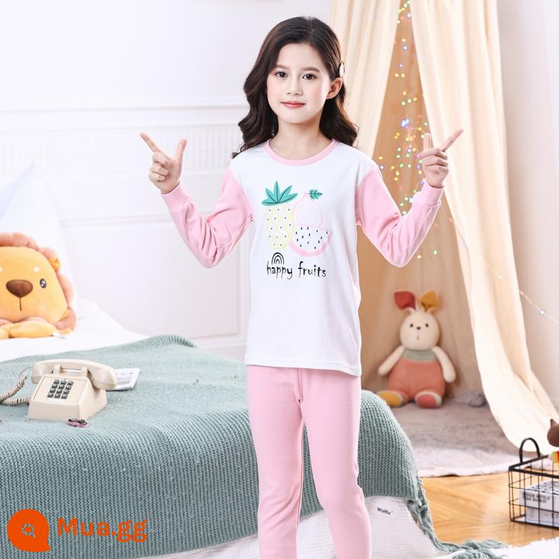 Bộ đồ lót trẻ em bằng cotton nguyên chất, áo len cotton mùa thu đông cho trẻ em cỡ lớn, áo len mỏng dài tay cho bé trai và bé gái, quần áo mùa thu cho bé, quần vệ sinh - TZ00065 [cổ tròn]