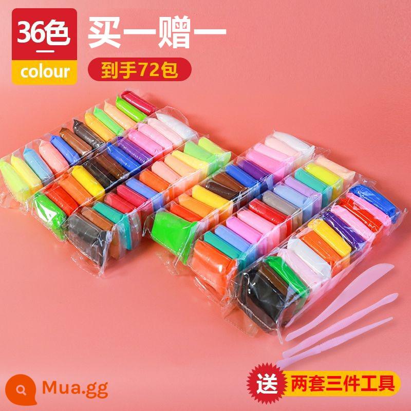 Đất siêu nhẹ 24 màu mô hình trẻ em plasticine không độc hại không gian bùn màu mẫu giáo handmade tự làm đất sét pha lê - [Mua một tặng một, tặng cùng kiểu] Túi 36 màu + bộ dụng cụ ba món