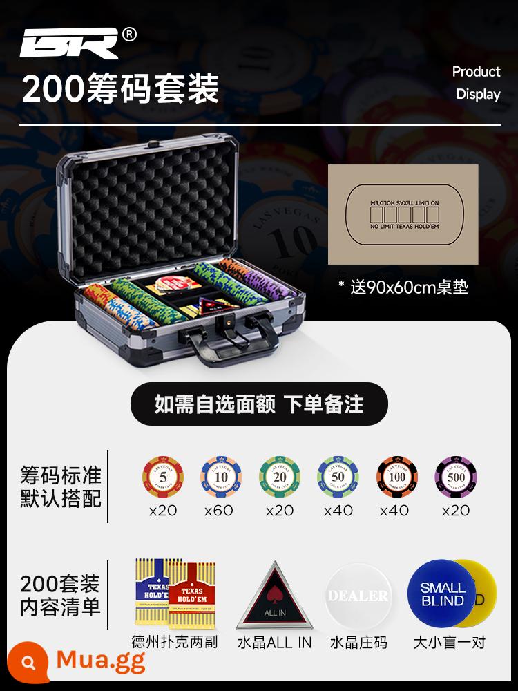 Texas Hold'em Poker Chip Set Thái Đất Sét Mạt Chược Phòng Thẻ Chip Đặc Biệt Đồng Xu Hộp Nhôm Cao Cấp Texas Poker Khăn Trải Bàn - 200 chip + [hộp nhôm tùy chỉnh cao cấp] + phiên bản tiêu chuẩn dành cho 3-6 người