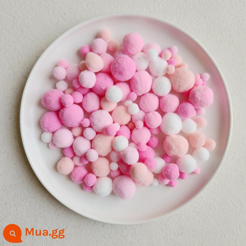 Len bóng len bóng tự làm pom-pom khu vực nghệ thuật khu vực chất liệu mẫu giáo handmade đầy màu sắc nhỏ bông bóng độ đàn hồi cao - [Túi] Kích thước 1-3CM [gradient màu hồng] trộn khoảng 100 miếng