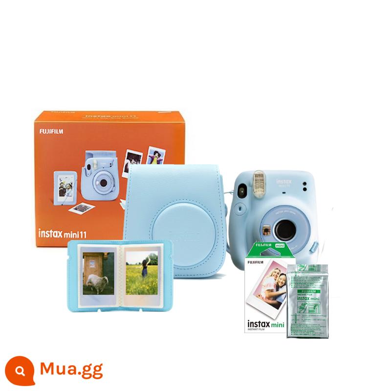 Máy chụp ảnh một thời Fuji instax mini11 Polaroid tặng kèm camera mini làm đẹp bản nâng cấp 7/9 - Bộ màu xanh kèm 10 tờ giấy ảnh