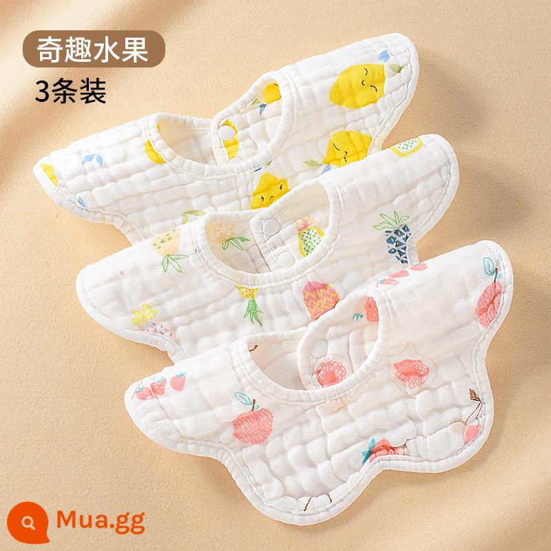 Yếm nước bọt cho bé cotton nguyên chất loại A trẻ sơ sinh khăn gạc chống nước nhổ yếm 0 đến 6 tháng 3 - (6 Lớp Xuân Thu) Gạc Cotton Nguyên Chất-Trái Cây Vui Nhộn [3 Gói]