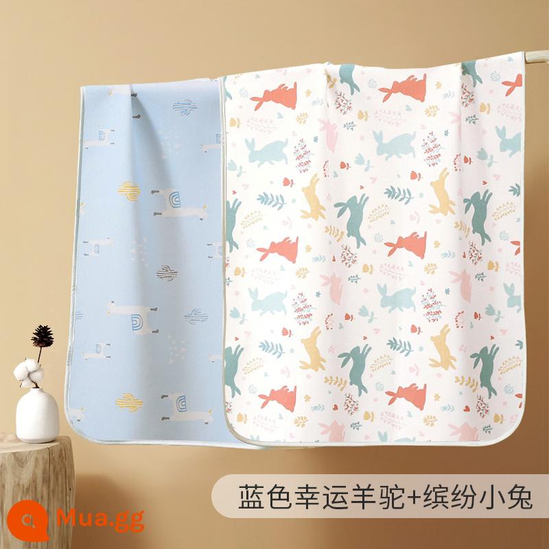 Thảm chống đi tiểu cho trẻ sơ sinh và trẻ nhỏ cotton nguyên chất không thấm nước và thoáng khí có thể giặt được nệm thời kỳ kinh nguyệt của dì cỡ lớn có thể giặt được cho bé qua đêm - 2 gói [bông nguyên chất loại A cho bé] alpaca may mắn + chú thỏ nhiều màu sắc (không thấm nước và thoáng khí)