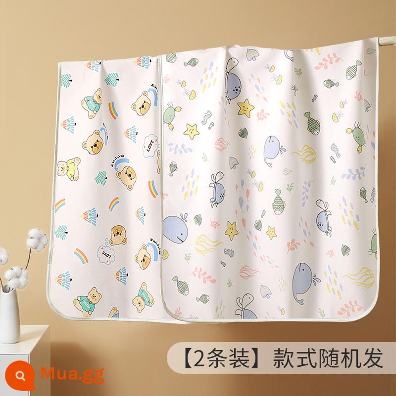 Thảm chống đi tiểu cho trẻ sơ sinh và trẻ nhỏ cotton nguyên chất không thấm nước và thoáng khí có thể giặt được nệm thời kỳ kinh nguyệt của dì cỡ lớn có thể giặt được cho bé qua đêm - 2 gói [Baby Class A Pure Cotton] Kiểu dáng ngẫu nhiên (Không thấm nước và thoáng khí)