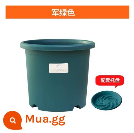 Chậu hoa dày gallon có khả năng kiểm soát rễ và nhựa thoáng khí màu Bắc Âu Deepot hoa hồng cẩm tú cầu nhựa chậu bốn mùa - Xanh quân đội (có khay)