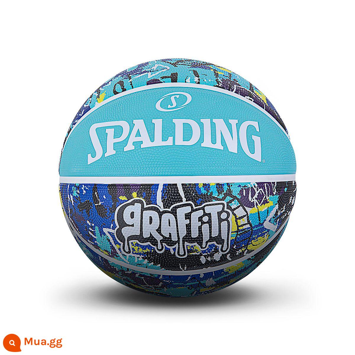 Spalding chính thức hàng đầu cửa hàng graffiti đen trắng hợp thời trang cao su bóng rổ ngoài trời hoa bóng quà tặng số 7 bóng 84-375Y - Màu xanh 84-373Y