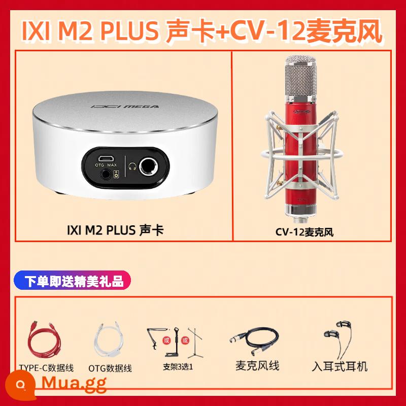 IXI MEGA M2 M2PLUS M8 card âm thanh ghi âm trực tiếp karaoke USB internet bên ngoài người nổi tiếng phát sóng trực tiếp thiết bị - (Được ca sĩ chuyên nghiệp khuyên dùng) Card âm thanh M2 PLUS + Avantone Cv12 + tinh chỉnh riêng + quà tặng