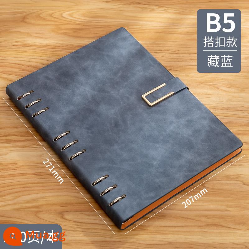 Máy tính xách tay kinh doanh tùy chỉnh phụ notepad b5 sách văn phòng lớn dày văn phòng phẩm nhật ký sinh viên tùy chỉnh có thể in logo đọc ghi chú bán buôn tùy chỉnh - B5 Kiểu khóa sách lá xanh nước biển