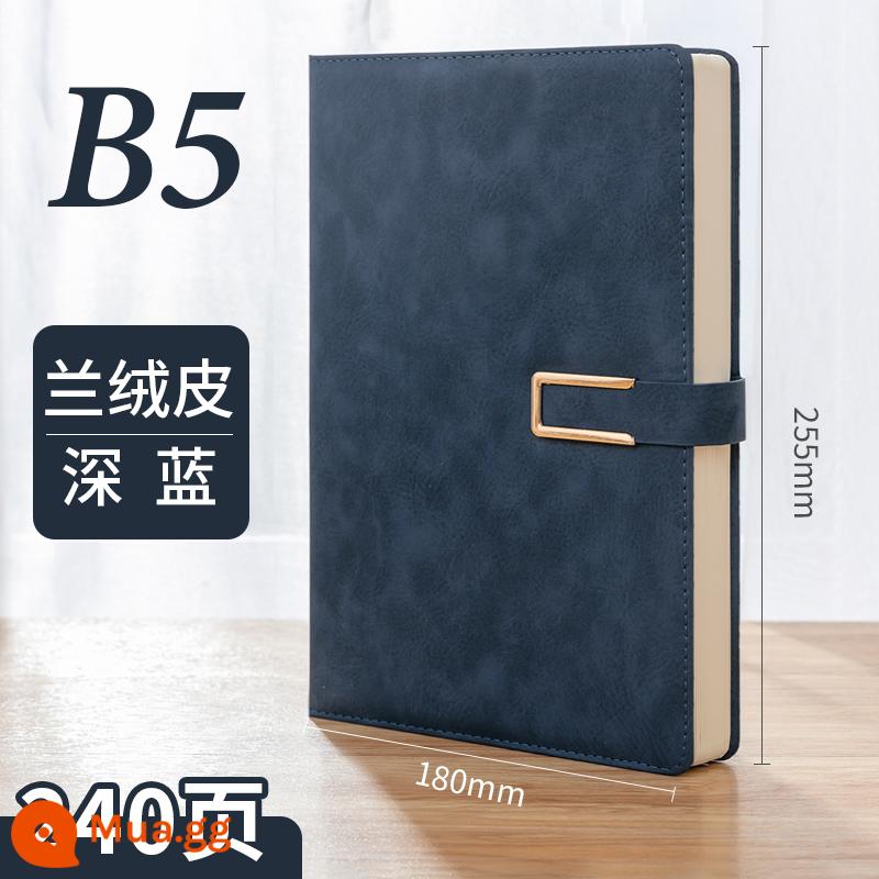 Máy tính xách tay kinh doanh tùy chỉnh phụ notepad b5 sách văn phòng lớn dày văn phòng phẩm nhật ký sinh viên tùy chỉnh có thể in logo đọc ghi chú bán buôn tùy chỉnh - B5 xanh đậm - xanh nhung có khóa nam châm 1807