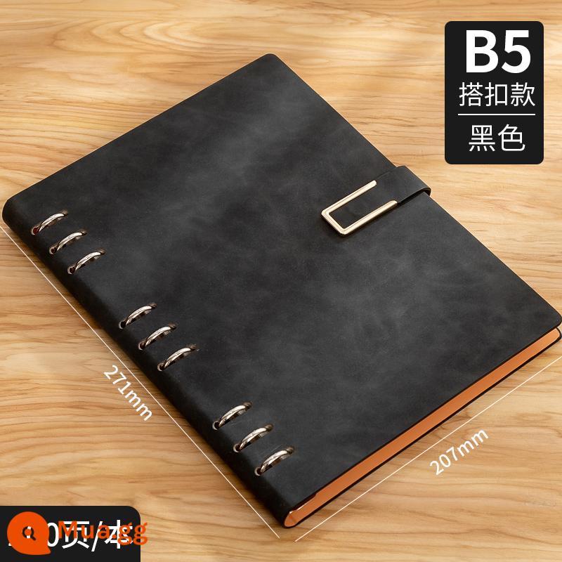 Máy tính xách tay kinh doanh tùy chỉnh phụ notepad b5 sách văn phòng lớn dày văn phòng phẩm nhật ký sinh viên tùy chỉnh có thể in logo đọc ghi chú bán buôn tùy chỉnh - B5 kiểu khóa lá lỏng lẻo màu đen