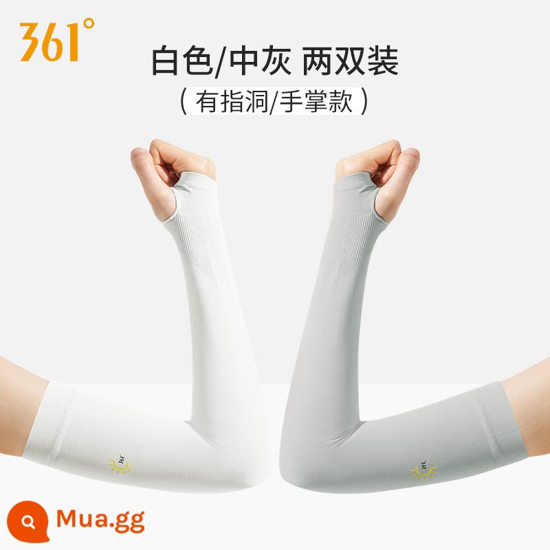 Băng 361 Tay Áo Chống Nắng Nam Tay Mùa Hè Ngoài Trời Đi Xe Đạp Chống Tia UV Câu Cá Armguard Găng Tay Che Nắng Nữ - Gói hai cặp màu trắng + xám [gói thay thế kiểu lòng bàn tay]