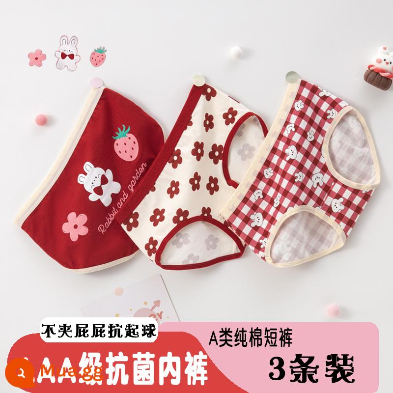 Quần Lót Trẻ Em Bé Gái Cotton Boxer Ba Quần Lót Bé Gái Bé Lớn Bé Trai Thỏ Năm Đỏ Sinh Năm Quần Short - 8809# Thỏ Đỏ Kháng Khuẩn Tam Giác 3 Gói