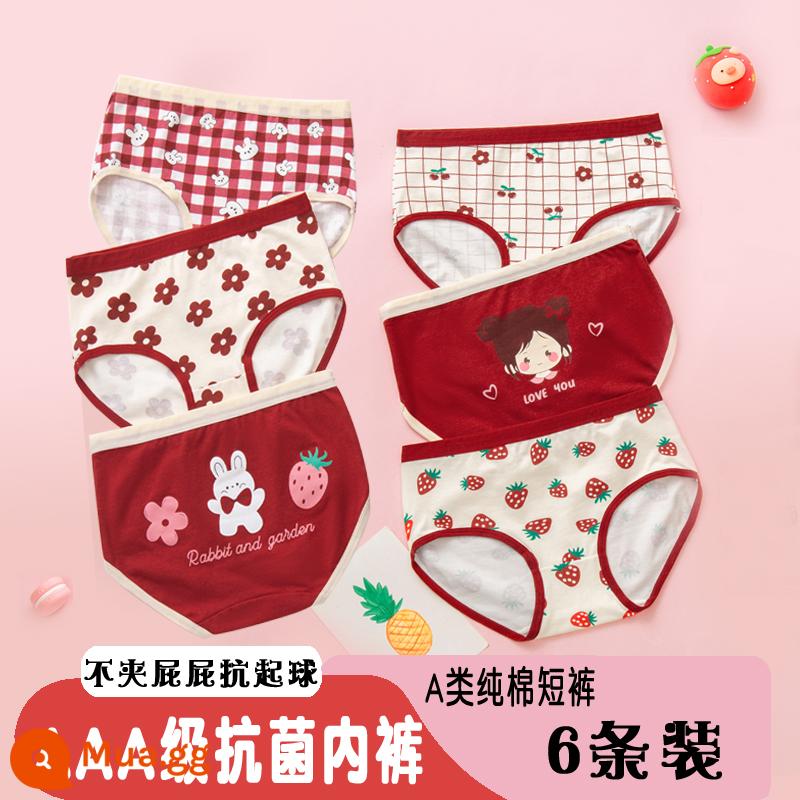 Quần Lót Trẻ Em Bé Gái Cotton Boxer Ba Quần Lót Bé Gái Bé Lớn Bé Trai Thỏ Năm Đỏ Sinh Năm Quần Short - 8808+8809#tam giác đầy đủ 6 gói